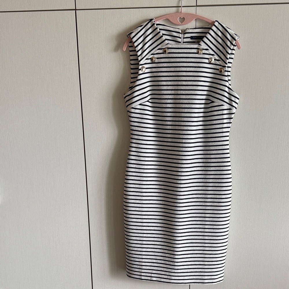 Tommy Hilfiger Navy and White Striped Mini Dress